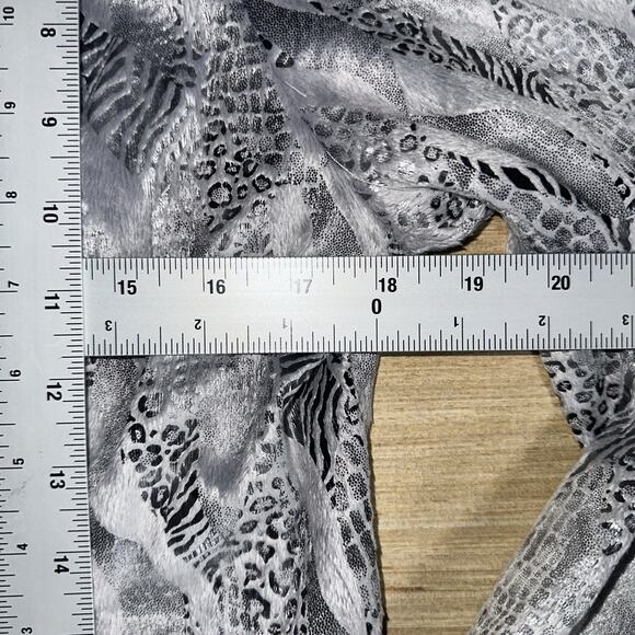 Lark Lane Silver Animal Print Zip Jacket Size 12 Metallic Textured Blazer - Picture 9 of 10